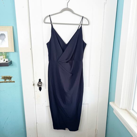Betsey Johnson Revved Up Faux Wrap Tulip Hem Dress Bodycon Sexy Feminine Size 12 - Picture 1 of 12